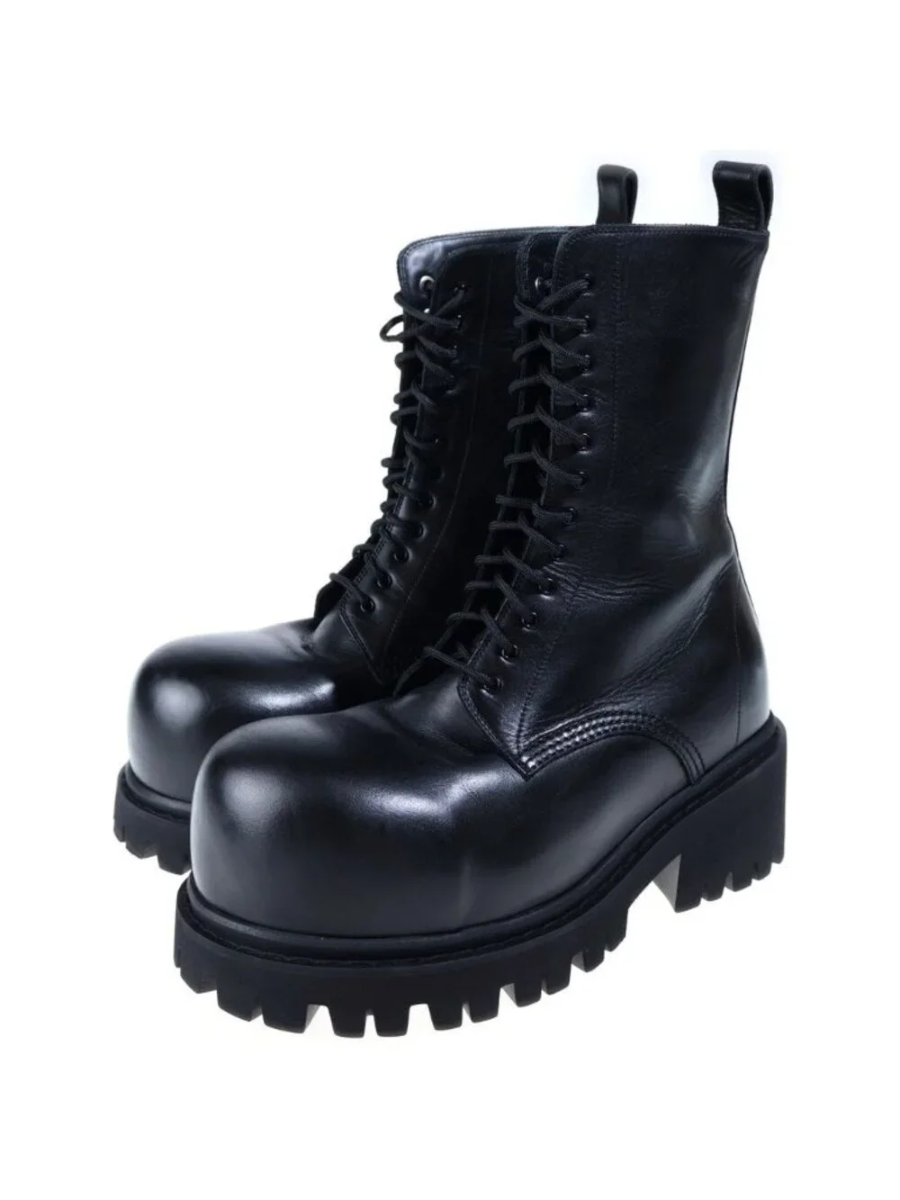 Balenciaga Stomper Lace-up Long Boots Black
